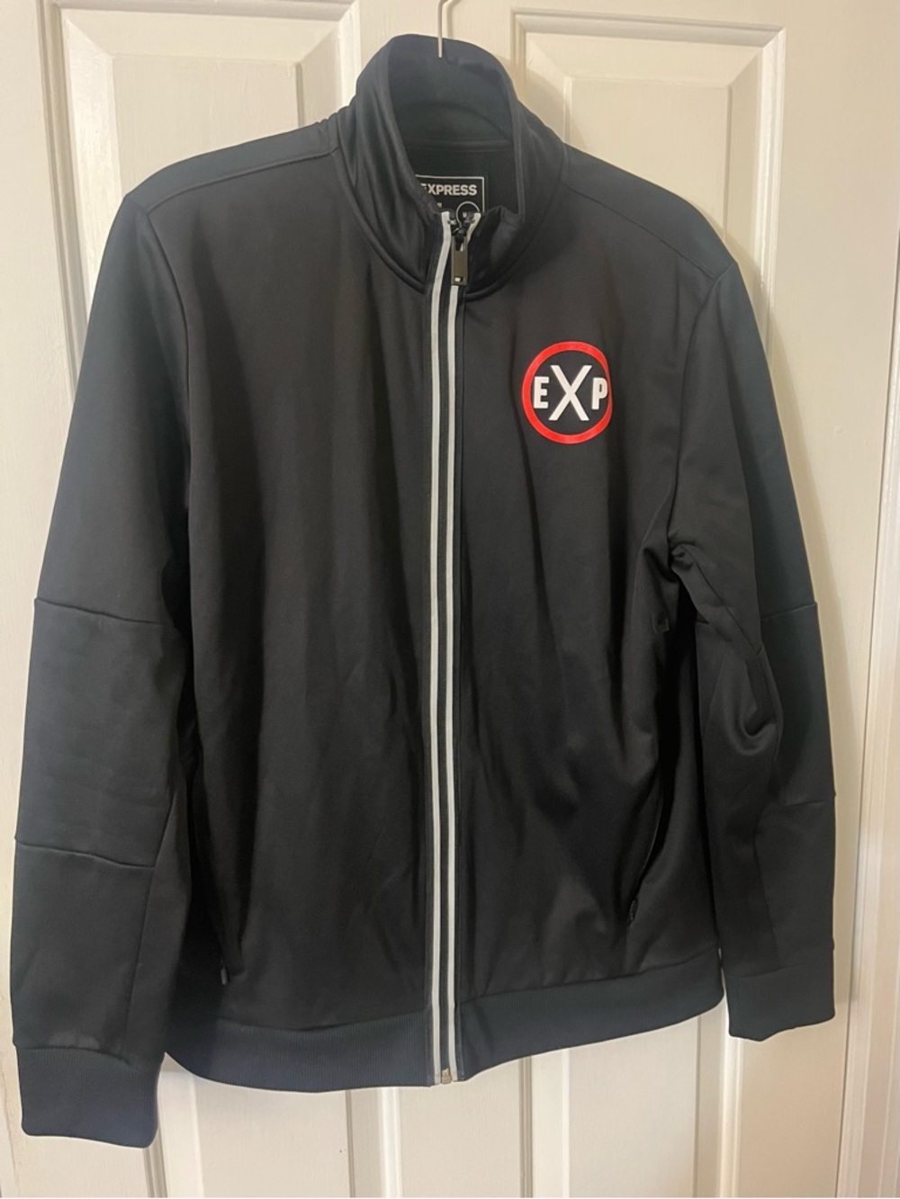 Express Men’s Black Full-Zip Jacket with Logo Medium